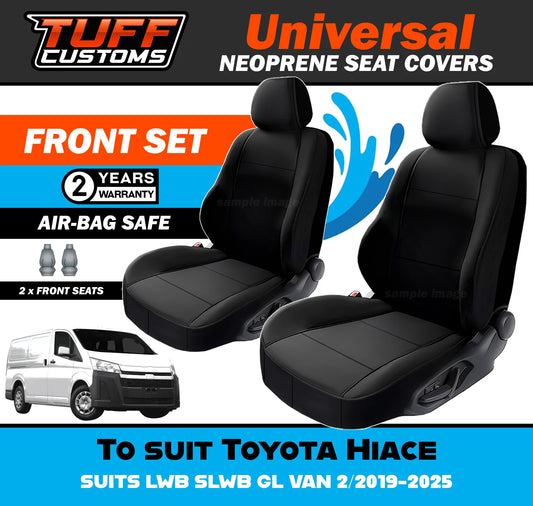 TUFF Customs Universal Neoprene Seat Covers For Toyota Hiace LWB SLWB GL VAN 2/2019-2025