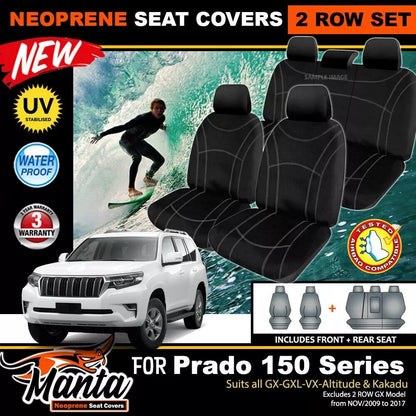 Manta Neoprene 2 Rows Seat Covers For Toyota Prado 150 GXL VX 2009-5/2021