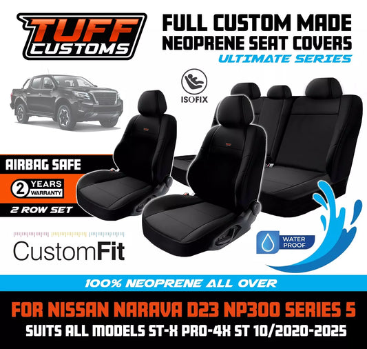 Tuff Customs Neoprene Seat Covers 2 Rows For Nissan Navara D23 NP300 S5 ST-X ST 10/2020-2024