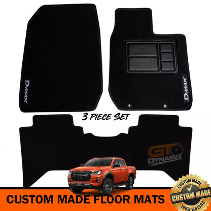 Custom Made Floor Mats 2 Rows Isuzu D-MAX TF X-Terrain LS-U LSM SX 7/2020-2024 BLACK