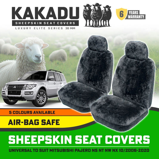 KAKADU Luxury Sheepskin Seat Covers Suits  Mitsubishi  Pajero NS NT NW NX 10/2006-2020 30mm 5 Colours 6YRW