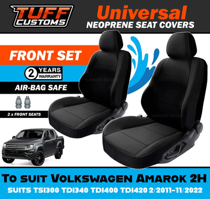 TUFF Customs Universal Neoprene Seat Covers Volkswagen Amarok 2H TSI300 TDI340 TDI400 TDI420 Dual Cab 2/2011-11/2022