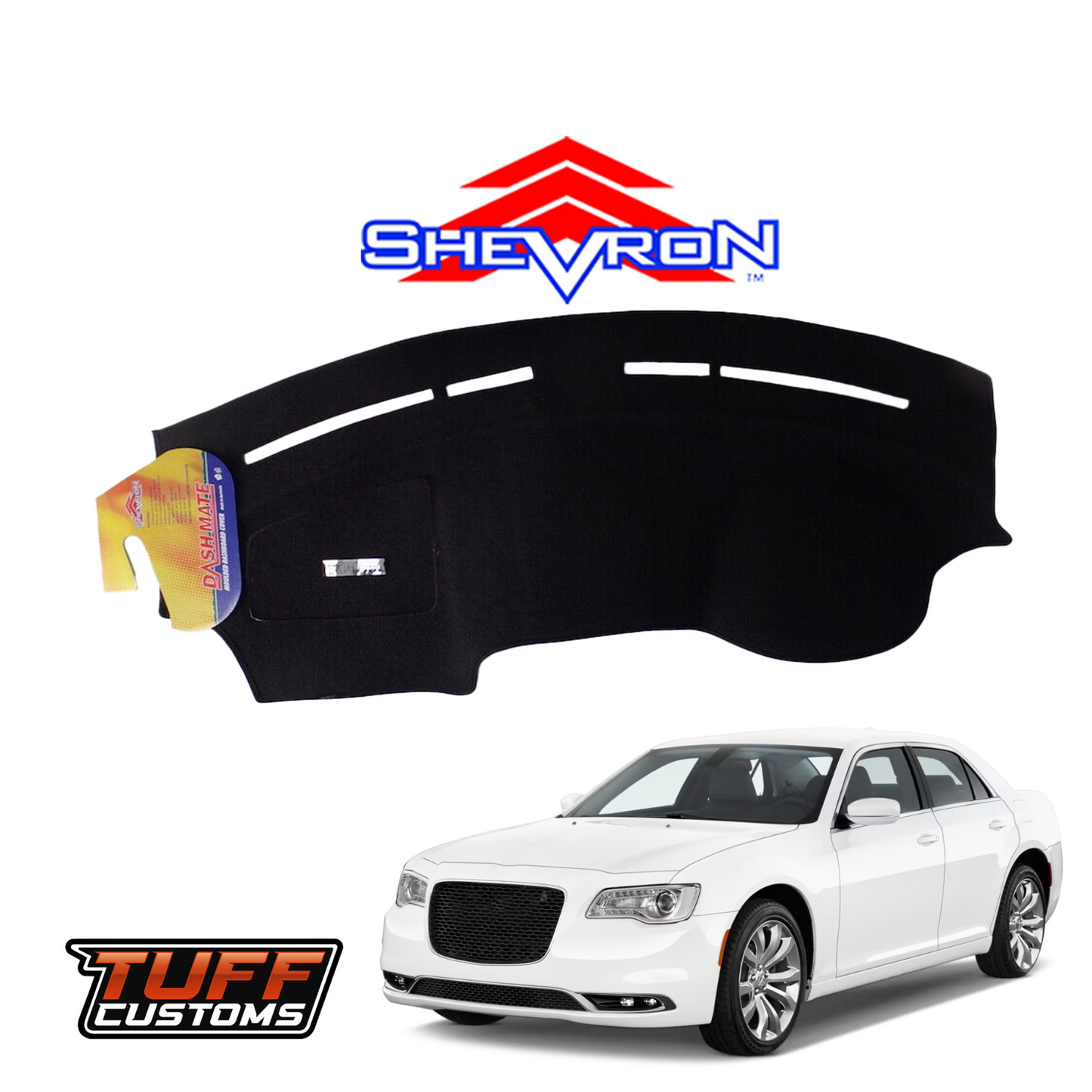 Shevron Black Dash Mat For Chrysler 300C with park assist 6/2012-2024 DM1283