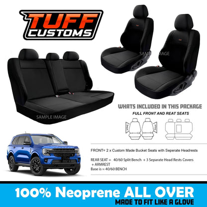Tuff Customs Neoprene Seat Covers 2 Rows For Ford NEXT GEN EVEREST Platinum Ambiente 5/2022-2025