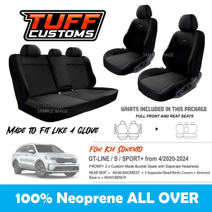 TUFF Customs Neoprene Seat Covers 2 Rows For Kia Sorento GT-Line S Sport 4/2020-2024