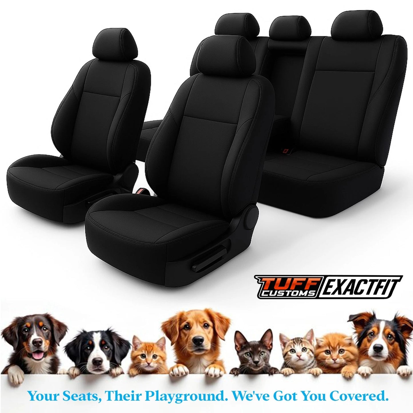 TUFF Customs EXACTFIT Neoprene Seat Covers + Shevron Dash Mat DM1603 For Nissan Navara D23 ST ST-X 2020-2025