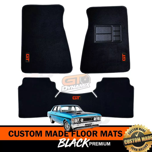 Custom Made Floor Mats 2 Rows For Ford XW GT GTHO 1969-1970 3 Piece Set RED LOGO BLACK