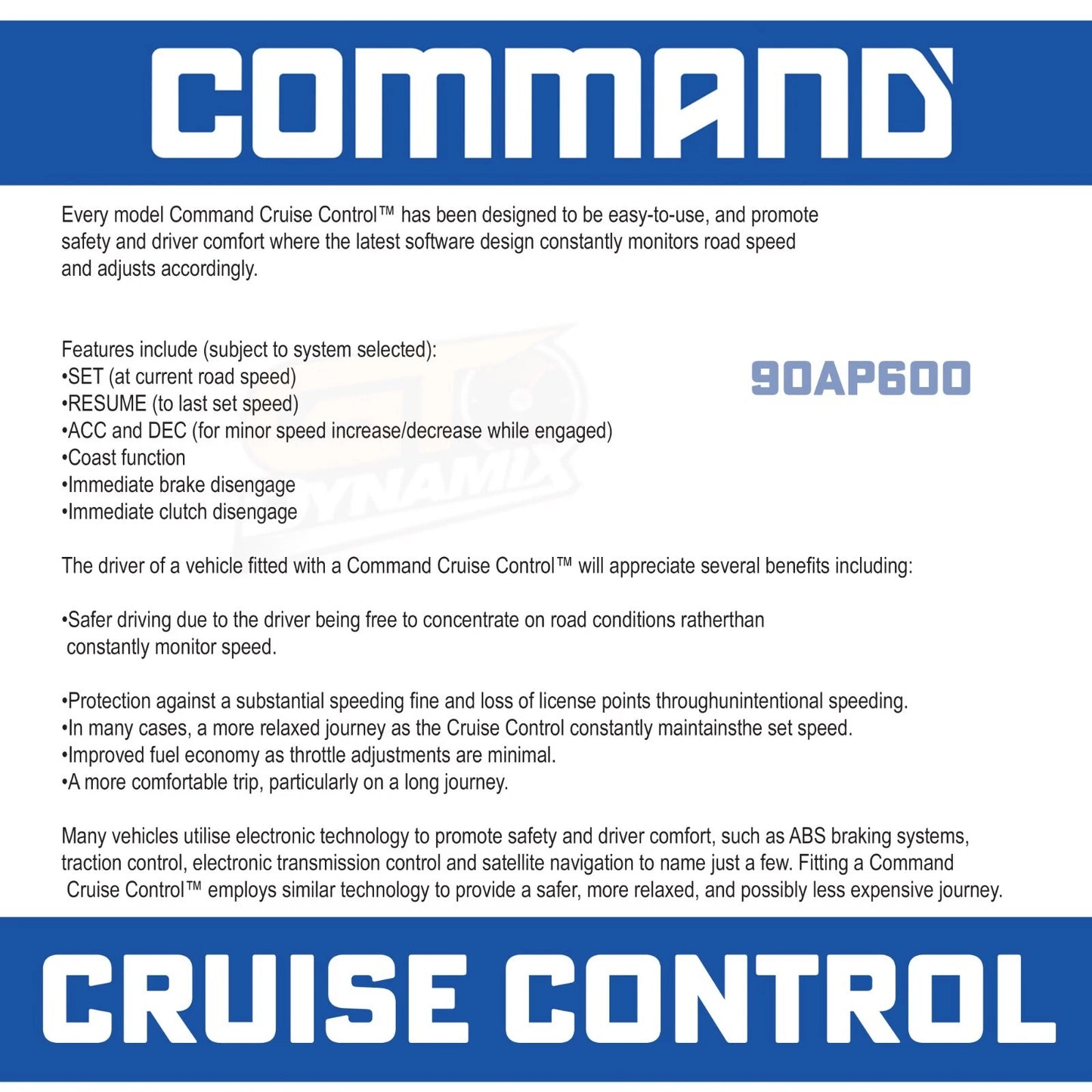 Command Professional CABLE Cruise CONTROL + STALK SWITCH 90AP630 CM30 EXPRESS