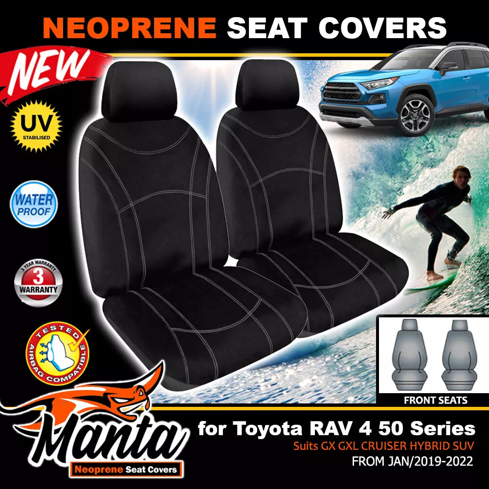 Manta Neoprene Front Seat Covers For RAV 4 50 Series GX GXL HYBRID SUV 2019-2025