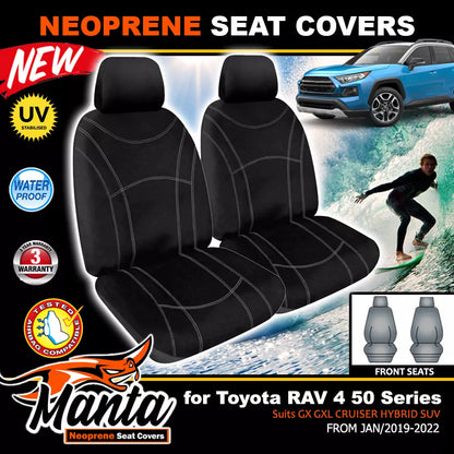 Manta Neoprene Front Seat Covers For RAV 4 50 Series GX GXL HYBRID SUV 2019-2025