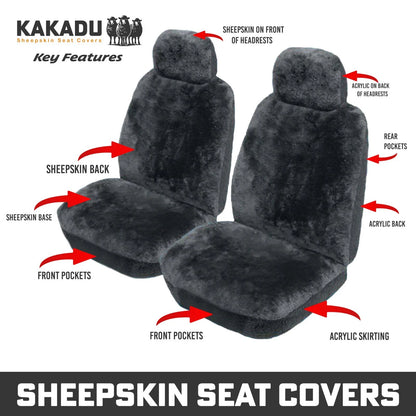 BLACK Custom made KAKADU Sheepskin Seat Covers Mitsubishi Triton MQ MR EXCEED Prem 2015-11/2023