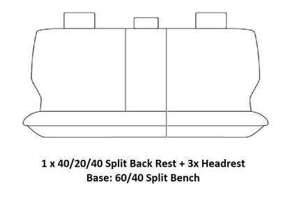 TUFF HD TRADE Canvas Seat Covers 2nd Row For Toyota Prado 150 Series VX KAKADU 7 Seater 6/2021-2025 Black