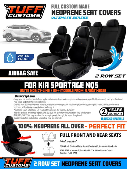 TUFF Customs Neoprene Seat Covers 2 Rows For Kia Sportage NQ5 SX+ GT LINE 9/2021-2024