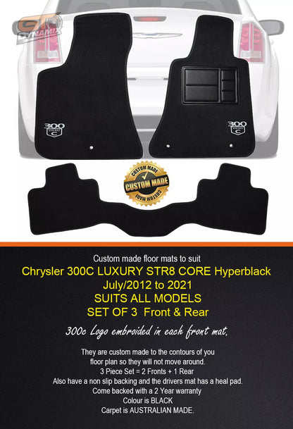 Custom Made Floor Mats 2 Rows For CHRYSLER 300C SRT8 CORE LUXURY w/ 300c LOGO 2012-21 BLACK