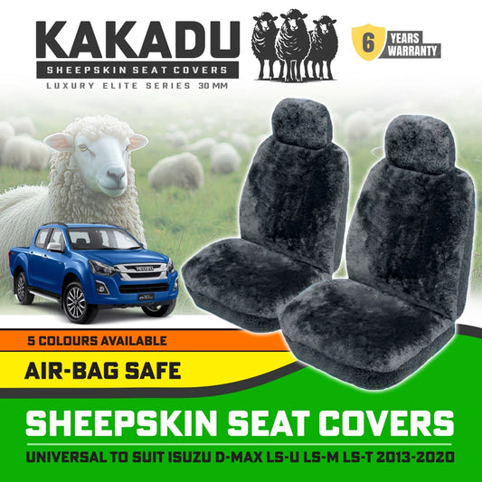 KAKADU Luxury Sheepskin Seat Covers Suits Isuzu D-MAX 2013-2020 30mm 5Colours 6YRW