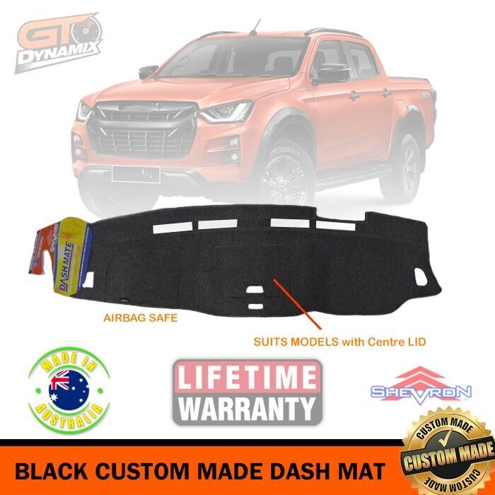 Tuff HD TRADE Canvas Seat Covers 2 Row + Dash Mat For Isuzu DMAX TF W/LID 2020-2024 DM1589 Black