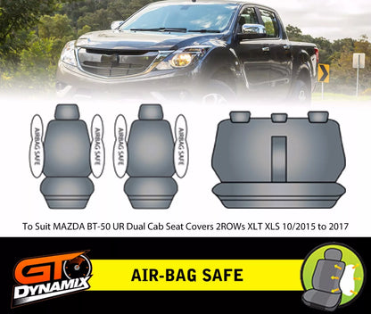 Premium Seat Covers 2 Rows Charcoal Grey For MAZDA BT-50 UR XT GT Dual Cab 10/2015-20 BT50