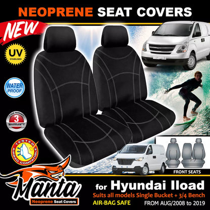 Manta Neoprene Front Seat Covers For Hyundai iload TQ Van 2008-2021