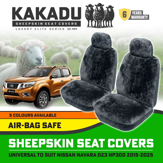 KAKADU Luxury Sheepskin Seat Covers Suits Nissan Navara D23 NP300 30mm 5 Colours 6YRW