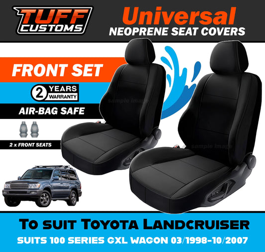 TUFF Customs Universal Neoprene Seat Covers For Toyota Landcruiser 100 SERIES GXL WAGON 03/1998-10/2007