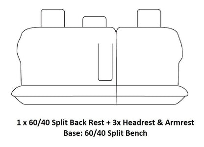 TUFF HD TRADE Canvas Seat Covers Rear For Lexus LX470 UZJ100R 05/1998-3/2008 Charcoal