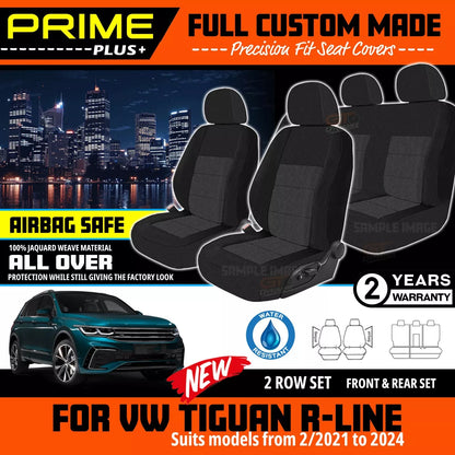 PRIME PLUS Seat Covers 2 Rows Black For VW Tiguan R-LINE Life 5N 2/2021-2025