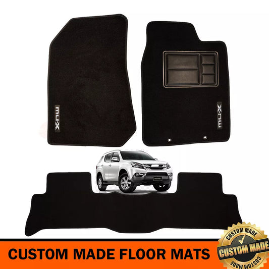 Custom Made Floor Mats 2 Rows Isuzu MU-X LS-U LS-T LS-M MUX 9/2013-6/2021 BLACK