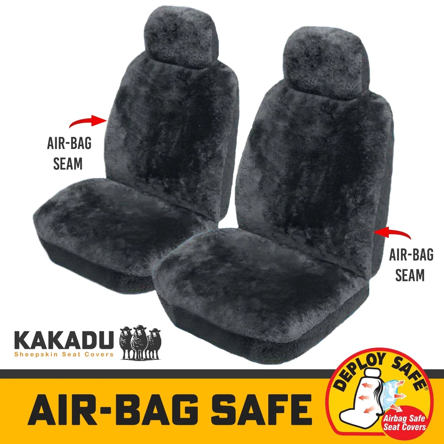 Black Custom KAKADU Sheepskin Seat Covers For Toyota Hilux N90 SR5 SR 8/2025-2026 Black