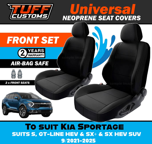 TUFF Customs Universal Neoprene Seat Covers Kia Sportage NQ S GT-LINE HEV & SX+ & SX HEV SUV 9/2021-2025