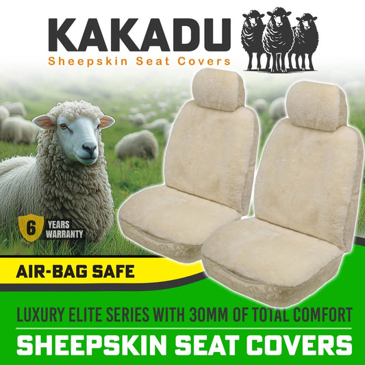 KAKADU Luxury Elite Sheepskin Seat Covers 6 Year Warranty 30mm AIR-BAG in IVORY