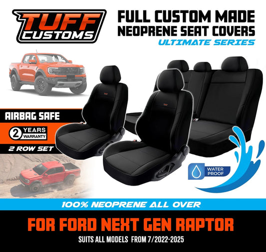 Tuff Customs Neoprene Seat Covers 2 Rows For FORD RANGER NEXT GEN RAPTOR 5/2022-2025