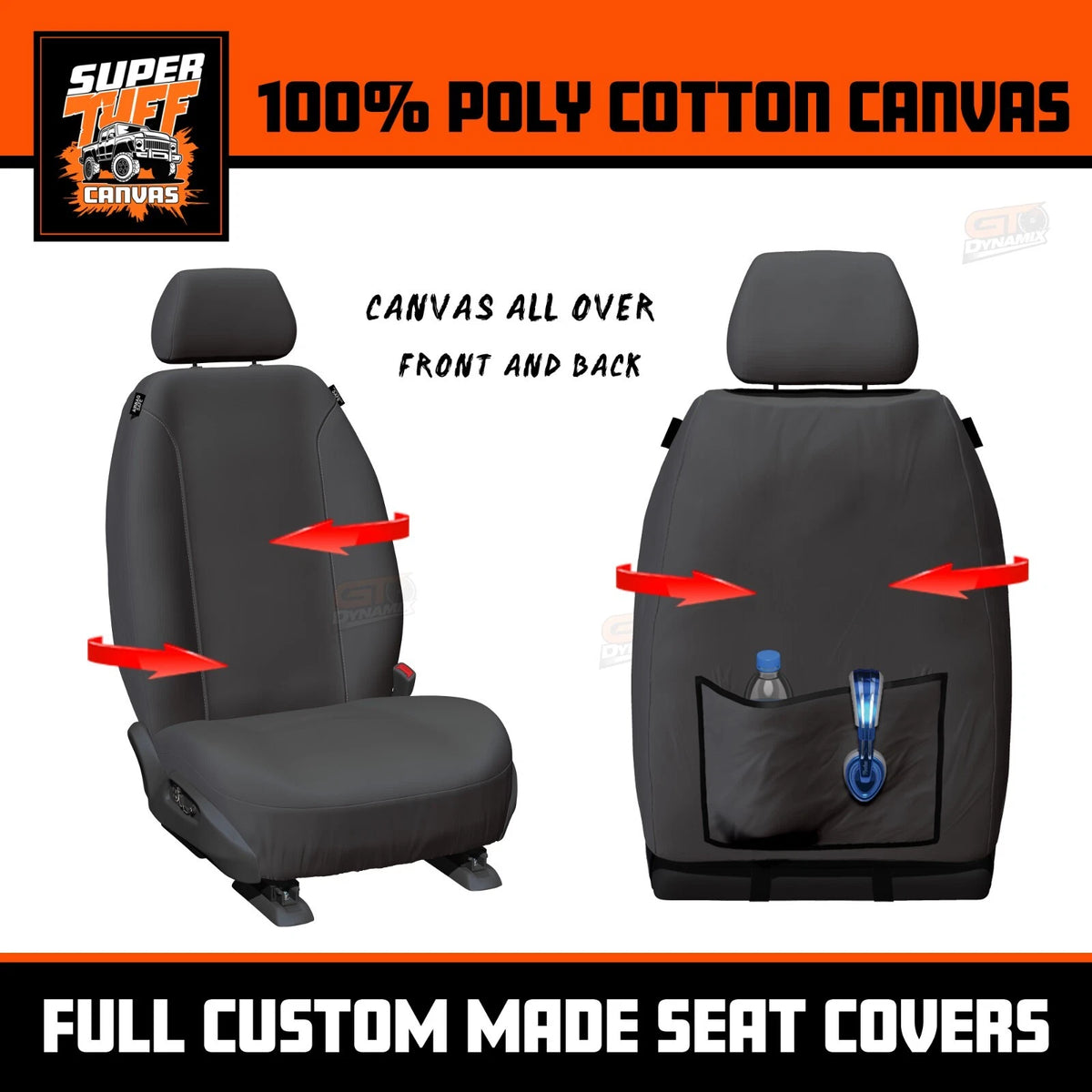 SuperTuff Canvas Charcoal Seat Covers Front ISUZU DMAX TF SX SPACE CAB 6/2012-6/2020