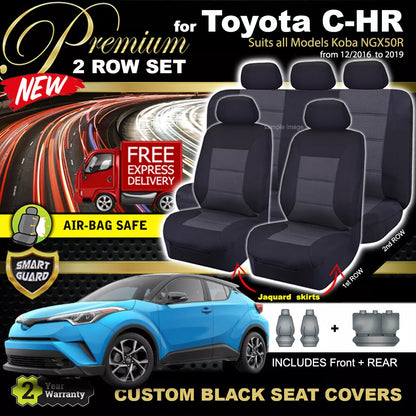 Premium Seat Covers 2 Rows Black For Toyota C-HR Coba NGX50R GXL GR 2017-9/2023