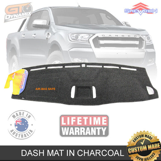 Shevron Charcoal Dash Mat For Ford Ranger PX2 PX3 XL XL XLS XLT w/ Centre Coin Tray 6/2015-4/2022 DM1405