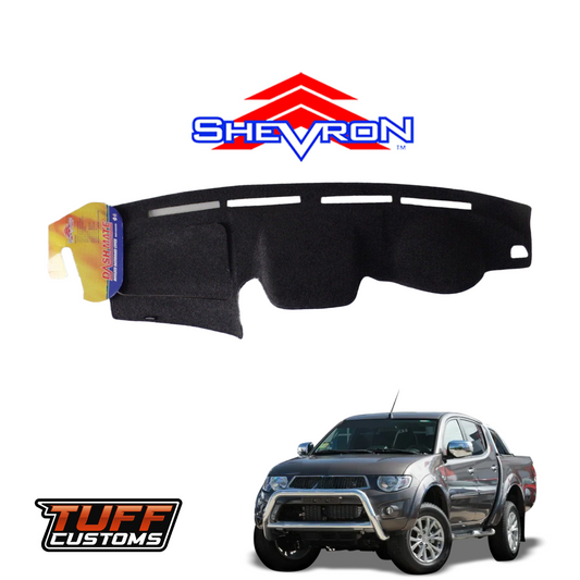 Shevron Black Dash Mat For Mitsubishi Triton MN GLX Facelift w/ Double Din Head Unit 2014-6/2015 DM1147
