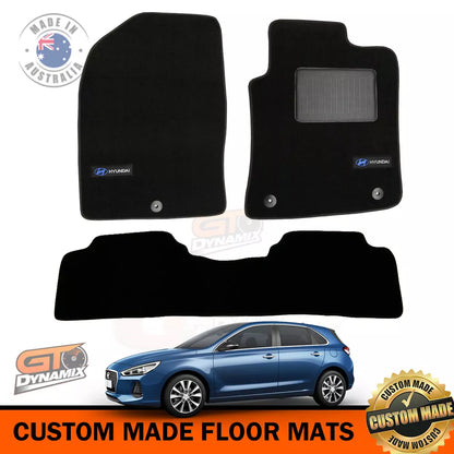 Custom Made Floor Mats 2 Rows For Hyundai i30 PD SR Premium Active Hatch 3/2017-2024 Black