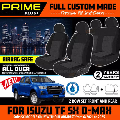PRIME PLUS Seat Covers 2 Rows Black For Isuzu Dmax D-Max TF SX MODELS ONLY 6/2021-2025