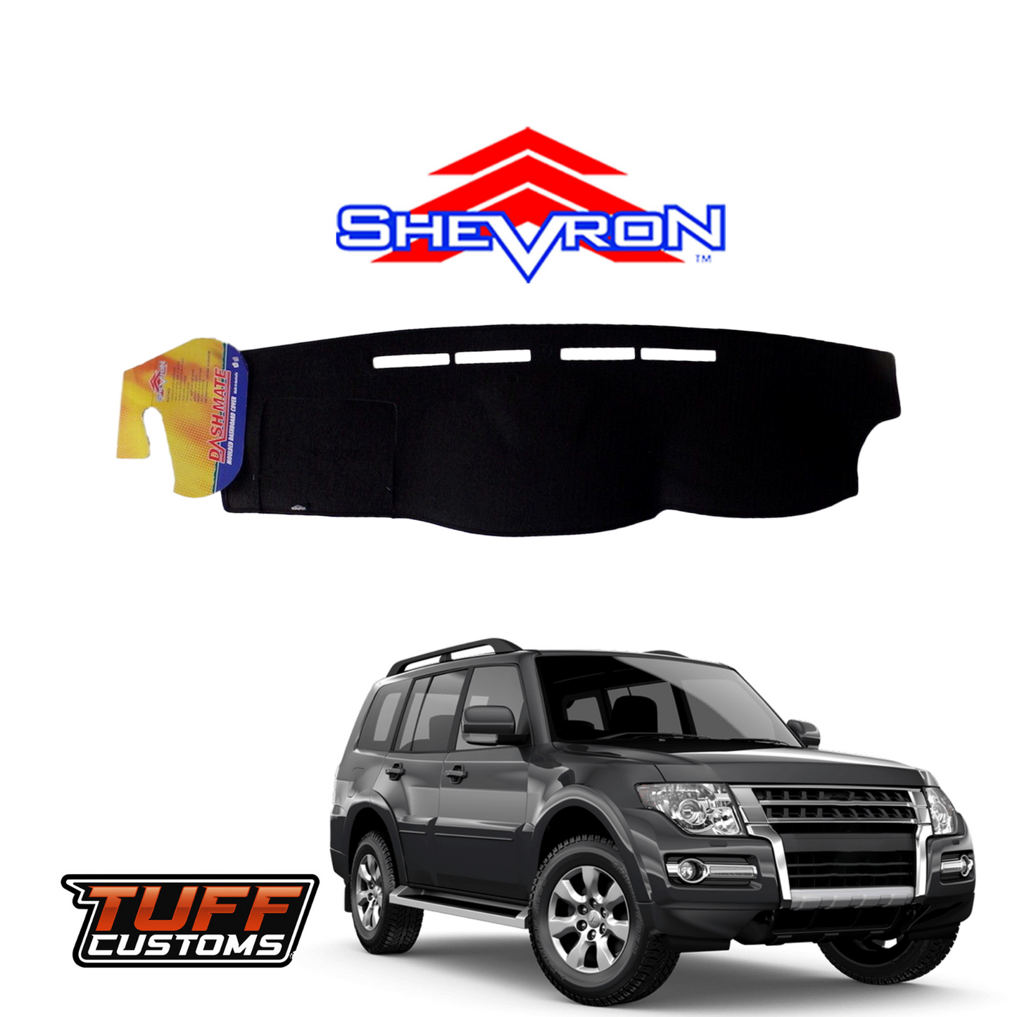 Shevron Black Dash Mat For Mitsubishi Pajero NS NT NW NX GLX GLS VRX EXCEED 10/2006-3/2021 DM1042