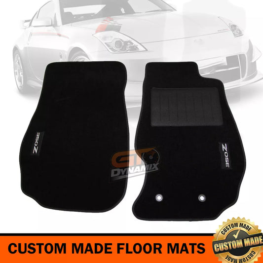 Custom Made Floor Mats SET of 2 FRONT For Nissan 350Z with 350Z Logo 2003-5/2007 Black