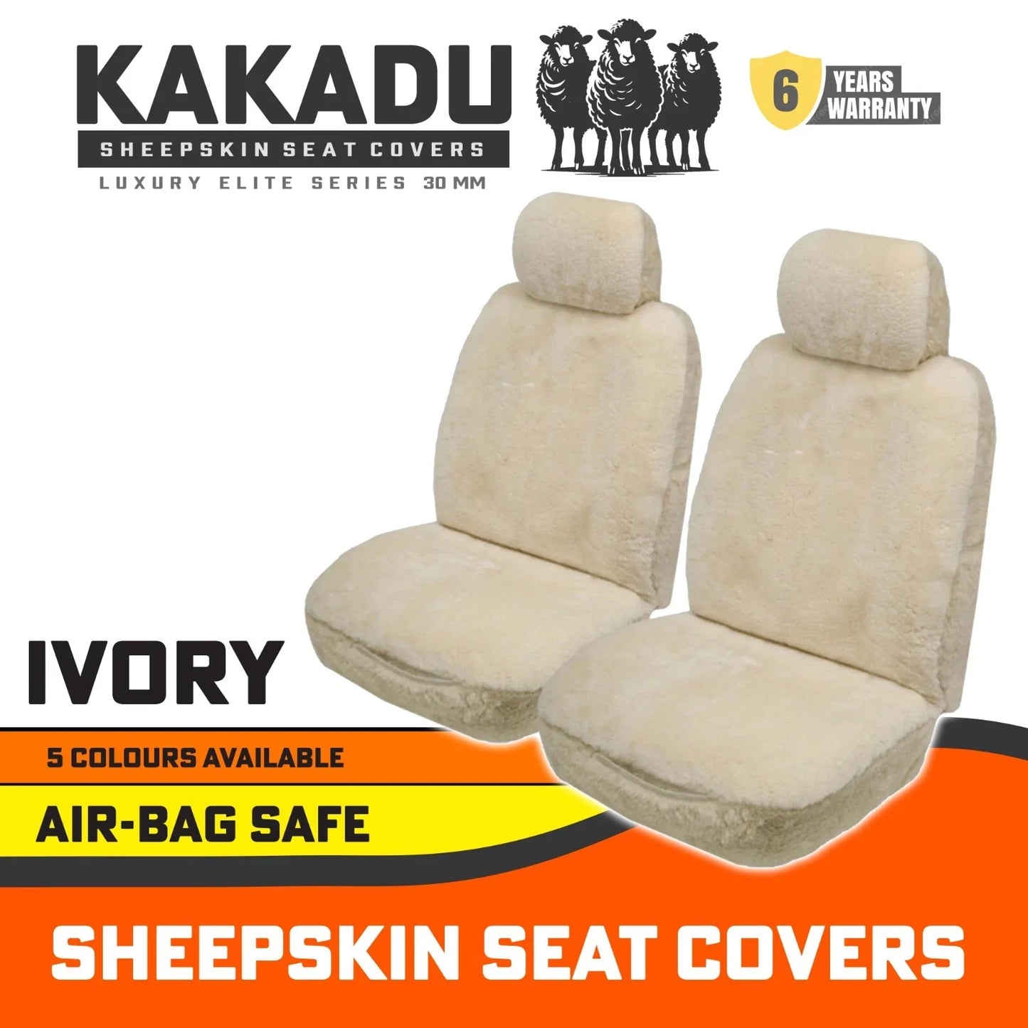 KAKADU Luxury Elite Universal Sheepskin Seat Covers For TOYOTA HIACE LWB SLWB GL VAN 2 SEATS 2/2019-2025 5 Colours Available