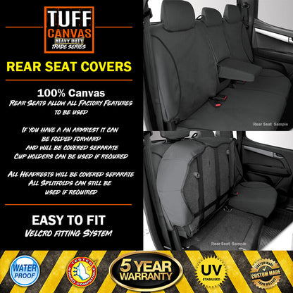TUFF HD TRADE Canvas Seat Covers 2 Rows For Nissan Navara D23 RX SL ST-X 2017-2020 Black