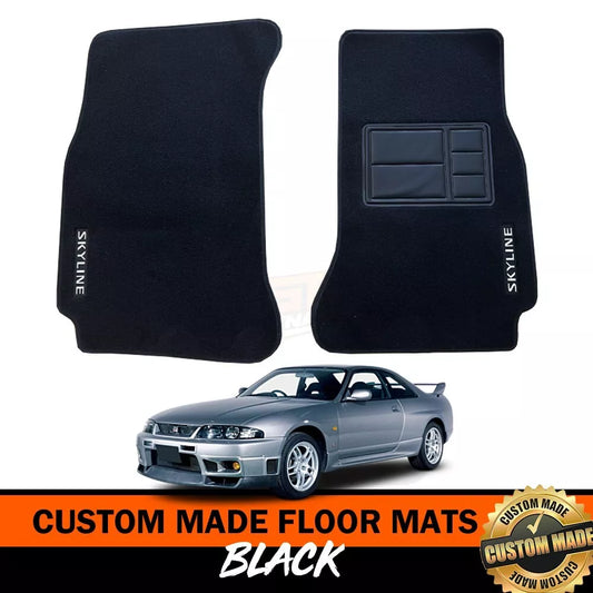 Custom Made Floor Mats Front For Nissan R33 Skyline in 1989-1993 GTS-T GTS GT-R BLACK