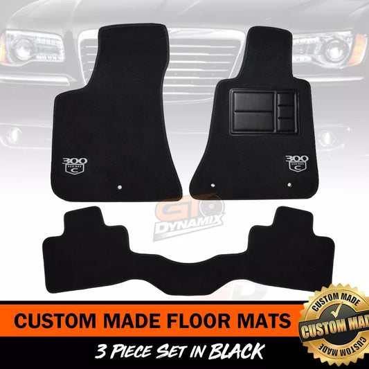 Custom Made Floor Mats 2 Rows For CHRYSLER 300C SRT8 CORE LUXURY w/ 300c LOGO 2012-21 BLACK