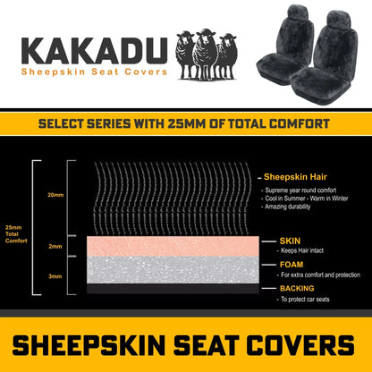 BLACK Custom made KAKADU Sheepskin Seat Covers Mitsubishi Triton MQ MR EXCEED Prem 2015-11/2023
