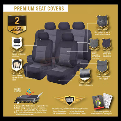 Premium Seat Covers 2 Rows Charcoal Grey For Mitsubishi OUTLANDER ZJ ZK ZL 2012-7/2021