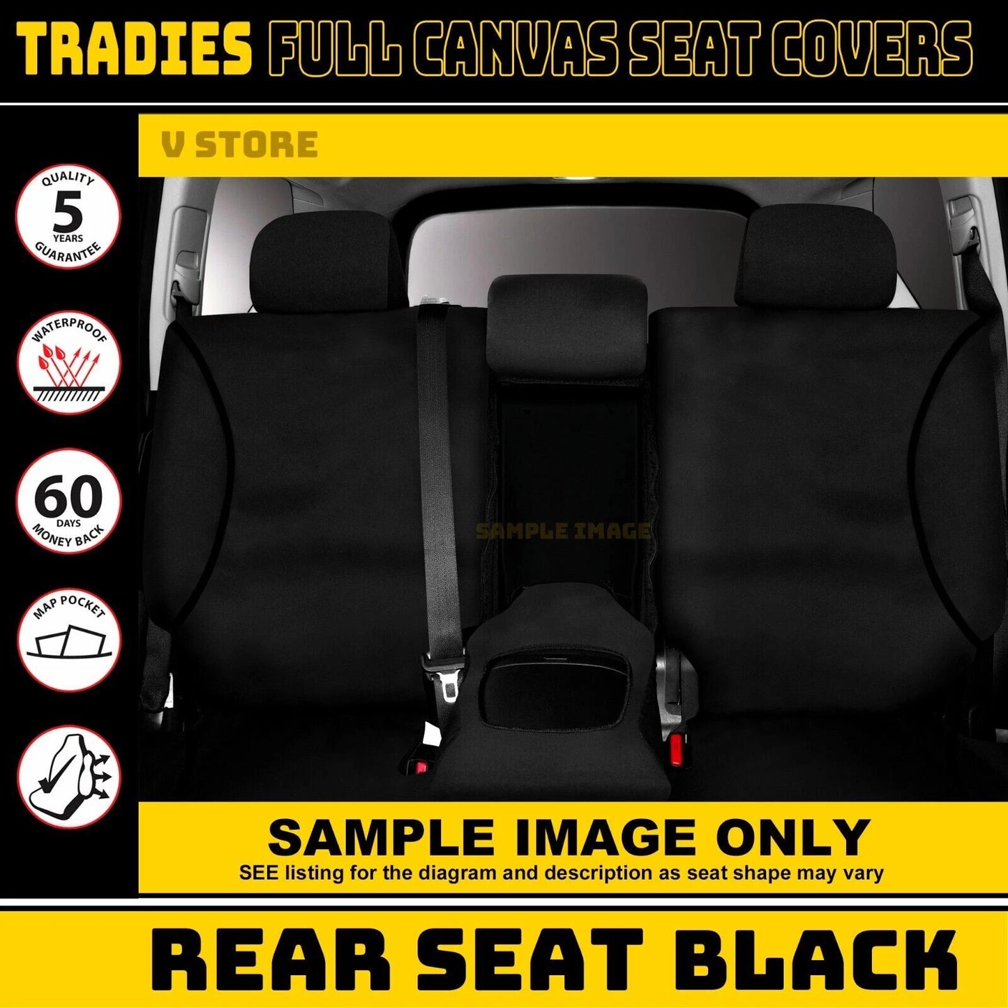 TUFF HD TRADE Canvas Seat Covers 2 Rows For BYD SHARK 6 All Series 07/2024-2025 BLACK