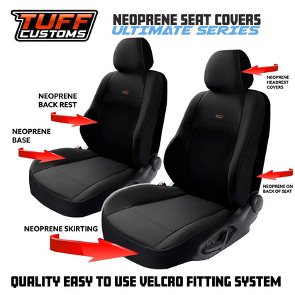 Tuff Customs Neoprene Seat Covers 2 Rows For Nissan Navara D23 NP300 S5 PRO-4X ST 10/2020-2024