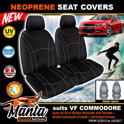 Manta Neoprene Front Seat Covers For VF Commodore SS SS-V EVOKE Storm SV6 2013-2017