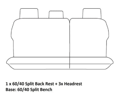 TUFF HD TRADE Canvas Seat Covers 2nd Row For Toyota Landcruiser 200 GXL 8 Seater 2007-2020 Charcoal