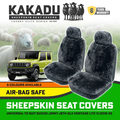 KAKADU Luxury Sheepskin Seat Covers Suits Suzuki Jimny JB74  30mm 5 Colours 6YRW